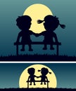 First Love in the Moonlight Royalty Free Stock Photo