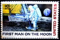 First Man on the Moon Postage Stamp humans on the Moon Royalty Free Stock Photo