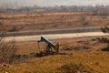 Oil well located on the banks of the Trotus River, Comanesti, Bacau County.