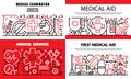 First medical aid banner set, outline style