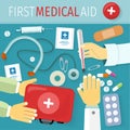 First Medical Aid Kit Design Flat