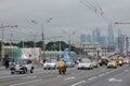 First Moscow Parade of City Transport. Modern and retro cars Royalty Free Stock Photo