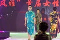 Blue silk-Female cheongsam show