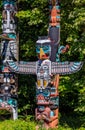 First Nations American Indian thunderbird totem pole in Stanley