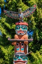 First Nations American Indian totem poles in Stanley Park in Van