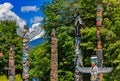 First Nations American Indian totem poles in Stanley Park in Van