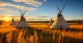 First Nations Tipis on the Open Prairie Royalty Free Stock Photo