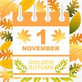 First November golden Autumn Background.