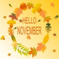 First November hello Autumn Background.