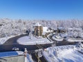 First Parish Church aerial view, Weston, MA, USA