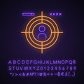 First-person shooter neon light icon