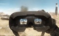 First person view soldier arm using vr glasses.