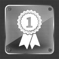 First place award badge with ribbons icon - illustration