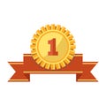 First place gold medal and ribbon isolated illustration Royalty Free Stock Photo