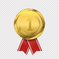 First place golden medal isolated. Vector award icon. Winner concept.