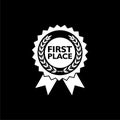 First place ribbon isolated on black background Royalty Free Stock Photo