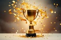 First Place Winners Trophy with Falling Confetti Royalty Free Stock Photo