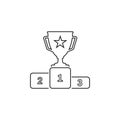 First prize gold trophy line icon, trophy, winner, first prize, runner-up prize, vector illustration and icon. Royalty Free Stock Photo