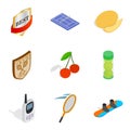 First prize icons set, isometric style