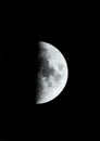 First quarter of the Moon seen through my own telescope Royalty Free Stock Photo