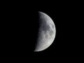 First quarter moon seen with telescope Royalty Free Stock Photo