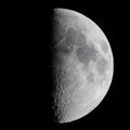 First quarter moon seen with telescope Royalty Free Stock Photo