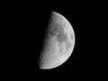 First quarter moon seen with telescope Royalty Free Stock Photo