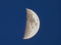 First quarter moon seen with telescope Royalty Free Stock Photo