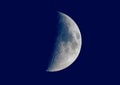 First quarter moon seen with telescope Royalty Free Stock Photo