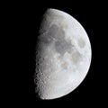 First quarter moon seen with telescope Royalty Free Stock Photo