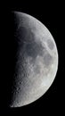 First quarter moon seen with telescope Royalty Free Stock Photo