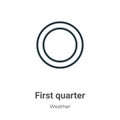 First quarter outline vector icon. Thin line black first quarter icon, flat vector simple element illustration from editable Royalty Free Stock Photo
