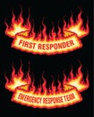 First Responder Fire Flame Banner Bottom Arch Scroll