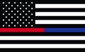 First Responder USA. Thin Blue Line Thin Red Line Embroidered U.S. American Flag Brass Grommets. Emergency medical responder.