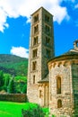 First Romanesque church of Sant Climent (tower and apses) in the village of Taull in Spain Royalty Free Stock Photo