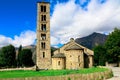 First Romanesque church of Sant Climent (tower and apses) in the village of Taull in Spain Royalty Free Stock Photo