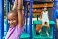 First rule of being young, have fun. a group of young friends hanging out together at a playground.