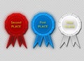 First, second, third place ribbons Royalty Free Stock Photo