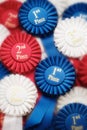 First, second and third place ribbons, selective focus Royalty Free Stock Photo