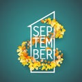 First September with Autumn leaves Background