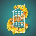 First September with Autumn leaves Background