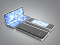 First serial flexible phone 3d render on grey background