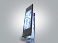 First serial foldable phone 3d render on grey background