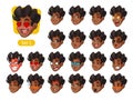 The first set of male facial emotions with curly hair