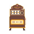 First slot machine Liberty Bell. Retro gambling casino item. Vector illustration.