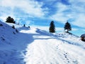 The first snow on the Alvier group mountain range Royalty Free Stock Photo