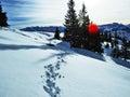 The first snow on the Alvier group mountain range Royalty Free Stock Photo