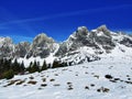 The first snow on the Alvier group mountain range Royalty Free Stock Photo