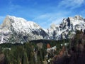 The first snow on the Alvier group mountain range Royalty Free Stock Photo