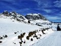 The first snow on the Alvier group mountain range Royalty Free Stock Photo